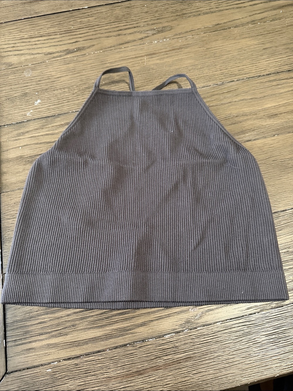 Zenana Outfitters Charcoal Ribbed Halter Crop